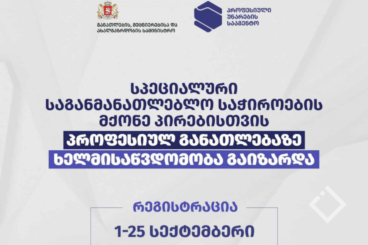 სპეციალური საგანმანათლებლო საჭიროების მქონე პირებისთვის პროფესიულ განათლებაზე ხელმისაწვდომობა გაიზარდა - პროფესიული უნარების სააგენტო